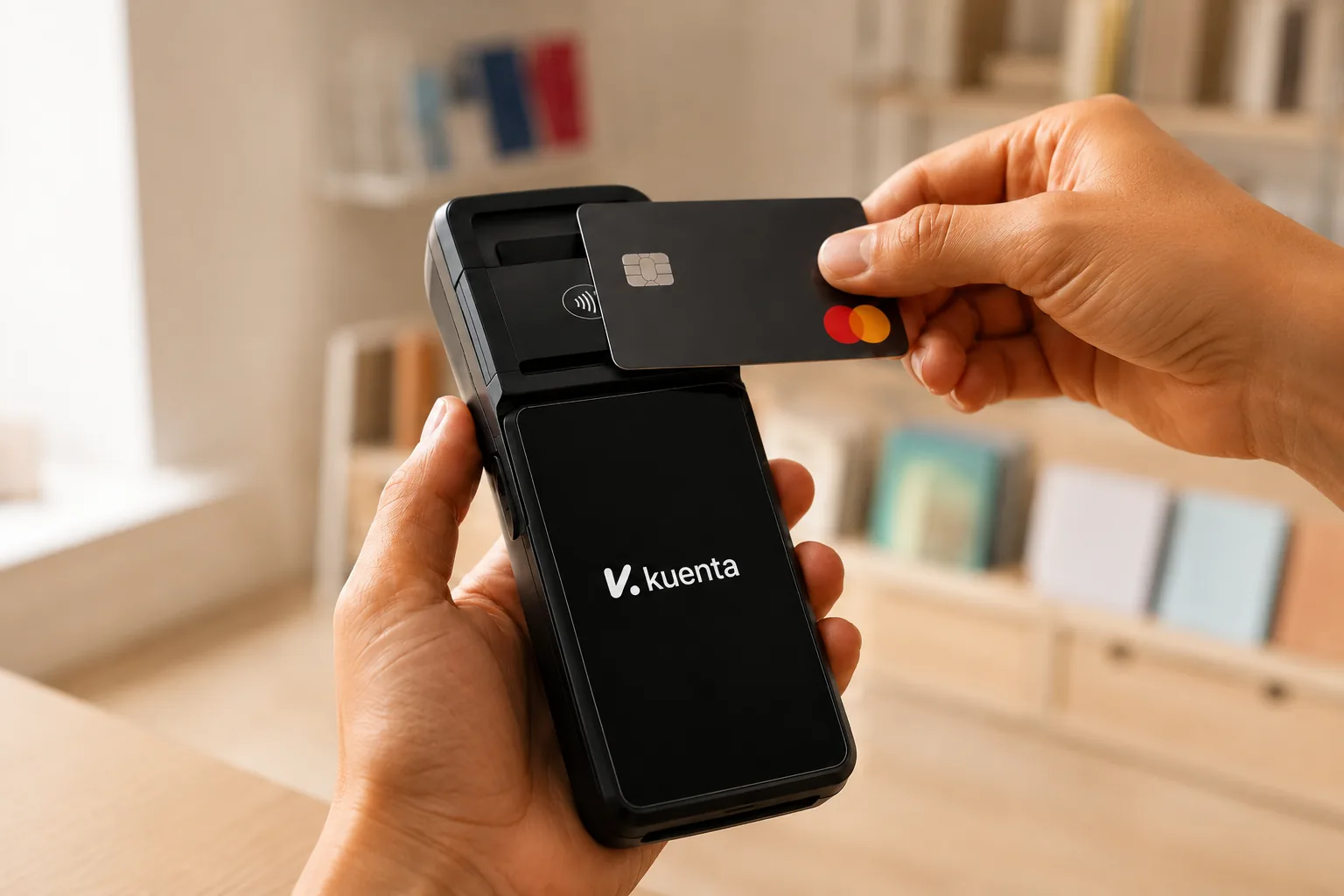 Cliente pagando con tarjeta contactless